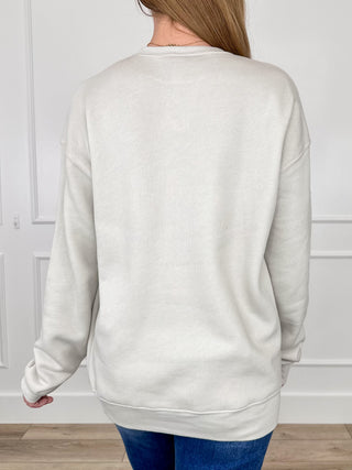 Oat crewneck sweatshirt back view, long sleeves