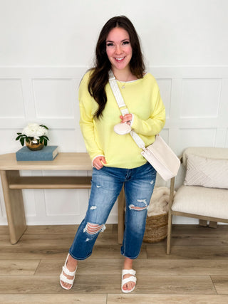 Making it Easy Knit Long Sleeve Yellow Avery Mae Sweater Top