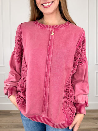 Easel This Reminds Me Cotton Long Sleeve Pink Top
