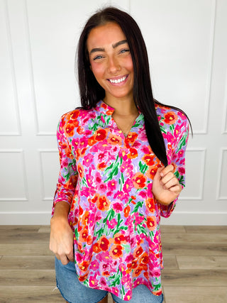 Dear Scarlett Budding With Joy Wrinkle-Free 3/4 Sleeve Gabby Top