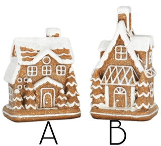 Gingerbread town resin houses, options A and B, white icing with brown detailing