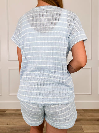 Mono B Totally Hooked High-Rise Knit Blue Set