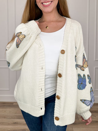 She's an Urban Myth Knit Long Sleeve Ivory Avery Mae Button Up Cardigan