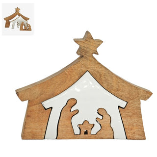 Nestled Nativity Wood Block Decor