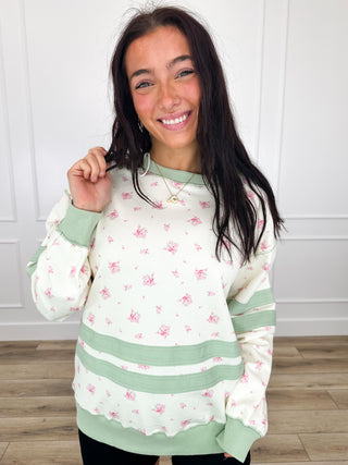 Let Good Thoughts Grow Cotton Blend Long Sleeve Cream Avery Mae Top