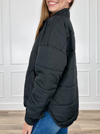 Lightweight long-sleeve quilted jacket, black, zip-front
