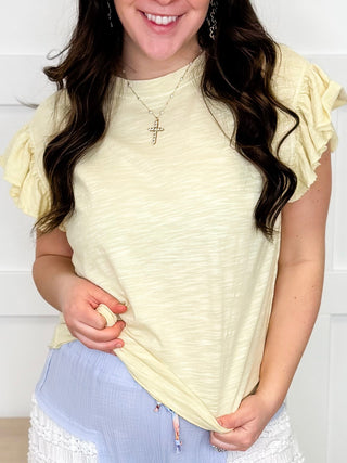 Easel I'm Thriving Cotton Short Sleeve Yellow Top