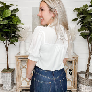 Refresh The Look White Button Up Bodysuit Top