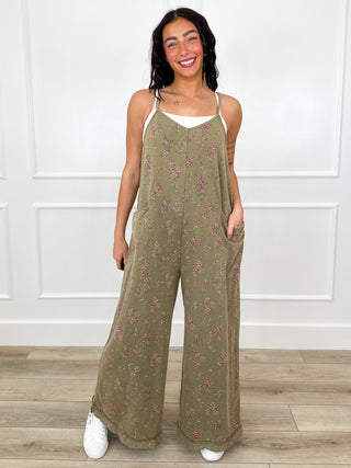 Easel Midnight Memories Cotton Blend Floral Avery Mae Jumpsuit - Multiple Colors