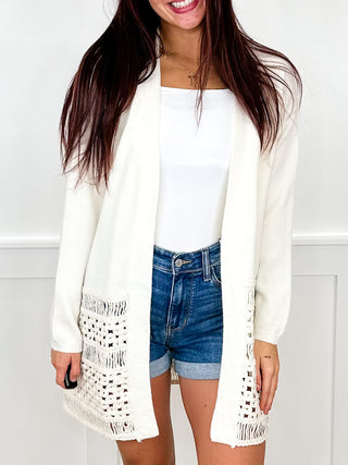 Going So Far Knit Long Sleeve Cream Avery Mae Cardigan