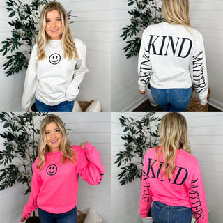 Being Kind Matters Cotton Blend Long Sleeve Avery Mae Graphic Crewneck Sweatshirt - 2 colors!