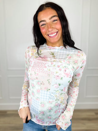 Anything You Want Sheer Mesh Long Sleeve Ivory Avery Mae Top