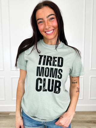 Tired Moms Club Cotton Short Sleeve Green Avery Mae Graphic Tee Shirt (Comfort Colors)