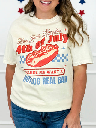 July Fourth Cravings Cotton Short Sleeve Cream Avery Mae Graphic Tee Shirt (Comfort Colors)