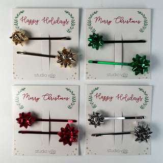 Gift Bow Metal Hair Pins - 4 colors!