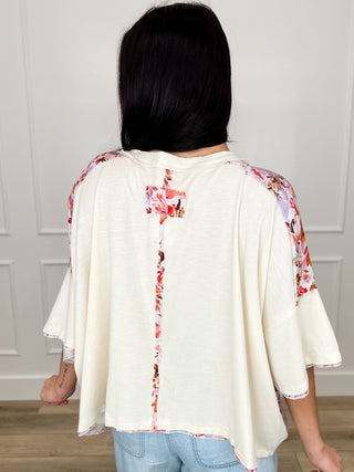 POL Making it Work Rayon Blend Short Sleeve Cream Top