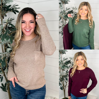 On the Move Knit Long Sleeve Avery Mae Sweater Top - 3 colors!