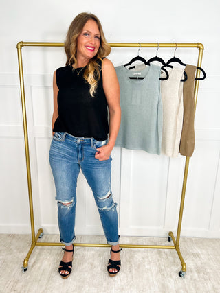 Just the Perfect Time Knit Avery Mae Mom Cropped Tank Top - 4 colors!