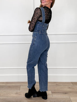 Game Changer Cotton Blend Medium Wash Avery Mae Denim Jumpsuit
