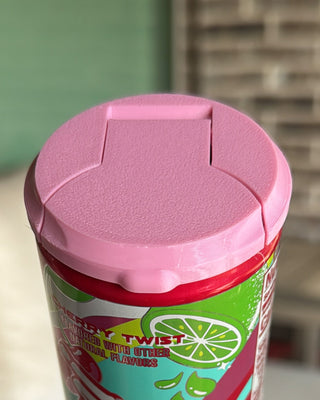 Icing Pink can lid with textured round top and side grips