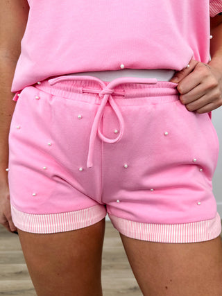 Little Things High-Rise Cotton Blend Pink Avery Mae Shorts