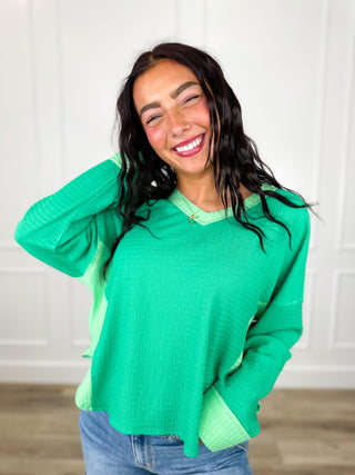 Might Be Rebellious Lightweight Long Sleeve Green Avery Mae Top