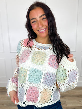 Just Pretending Knit Long Sleeve Ivory Avery Mae Sweater Top