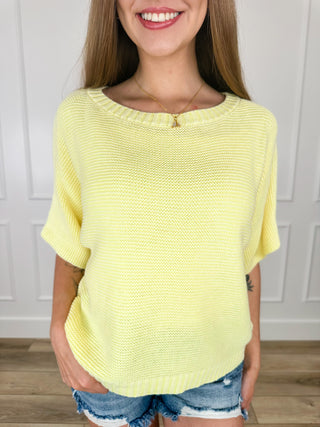 Leveling Up Cotton Short Sleeve Avery Mae Sweater Top - Multiple Colors