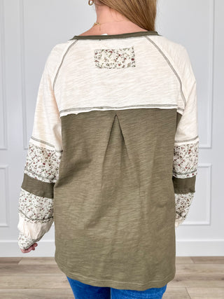 It's Just Right Cotton Long Sleeve Green Avery Mae Top