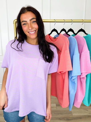 Zenana Sunny Skies Ribbed Short Sleeve Top - Multiple Colors