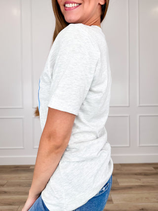 Take Me to the Game Cotton Blend Short Sleeve Grey Avery Mae Graphic Tee Shirt (Bella+Canvas)