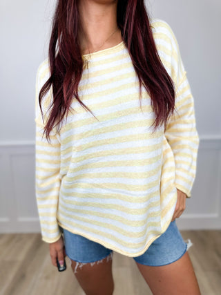 Let Me Adore You Knit Long Sleeve Striped Avery Mae Sweater Top - 3 colors!
