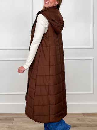Playing Your Game Brown Avery Mae Hooded Puffer Vest