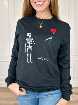 A Bit Detached Cotton Long Sleeve Black Avery Mae Graphic Tee Shirt (Gildan)