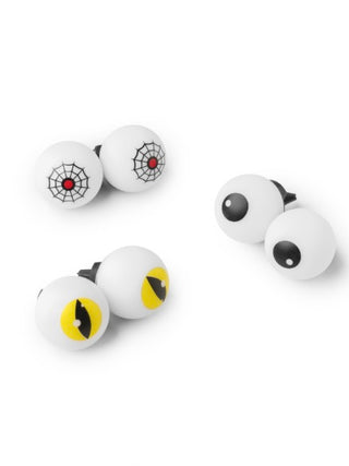 LED pumpkin eyeballs set of 2 white decorations, with web and cat eye designs
