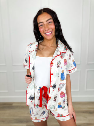 Sleepy Pup High-Rise Cotton Ivory Avery Mae PJ Set