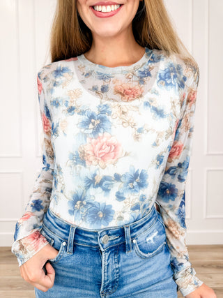 Never Miss Out Sheer Mesh Long Sleeve Avery Mae Top - Multiple Colors