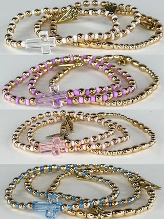 Erimish Cross of an Angel Starter Stack Bracelet Set - Multiple Colors