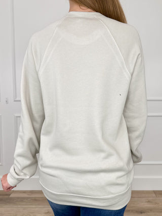 Oat crewneck sweatshirt back view, plain sweatshirt with long sleeves