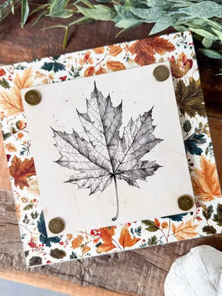 Fall Leaf Wood Shelf Sitter
