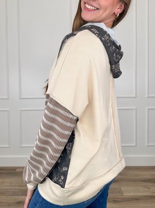 Keep Breathing Lightweight Long Sleeve Oat Avery Mae Hooded Top