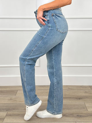 Judy Blue Tatum Tummy Control Slim Straight Leg Jeans - Medium Wash (Non-Distressed)
