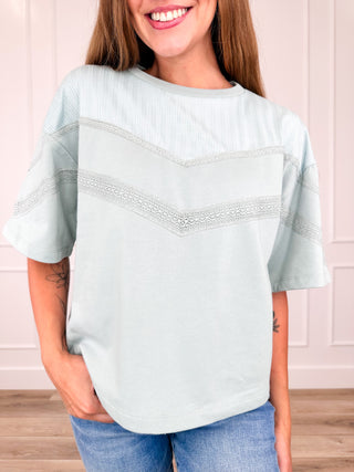 Doe & Rae I Always Will Cotton Blend Short Sleeve Mom Cropped Top - Multiple Colors
