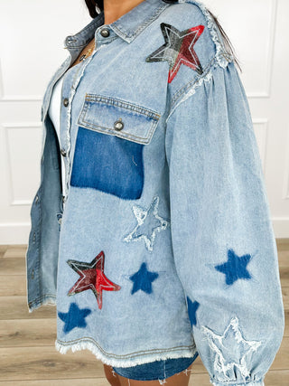 POL Star of the Show Cotton Long Sleeve Denim Shacket