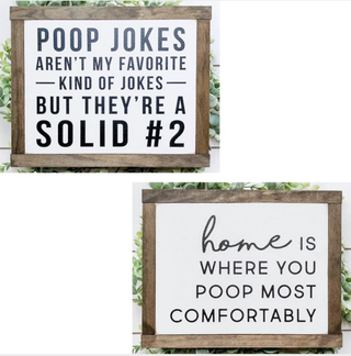 Funny Wooden Bathroom Sign - 2 options!