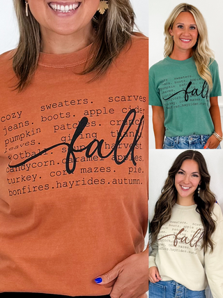 All Things Fall Avery Mae Graphic Top- 6 options!