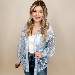 How I Feel Lace Long Sleeve Avery Mae Button Up Top - 2 colors!