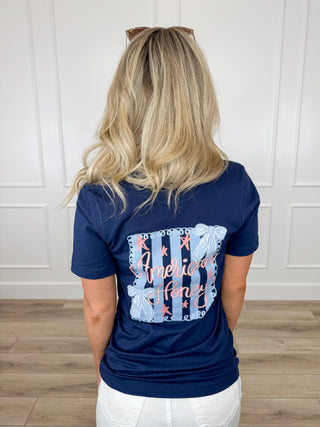 American Honey Cotton Short Sleeve Navy Avery Mae Graphic Tee Shirt (Bella+Canvas)