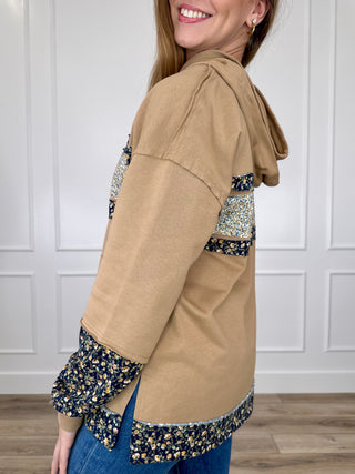 Always Easy Cotton Blend Long Sleeve Brown Avery Mae Hooded Top
