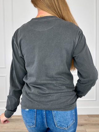 Grey long-sleeve tee with plain back view